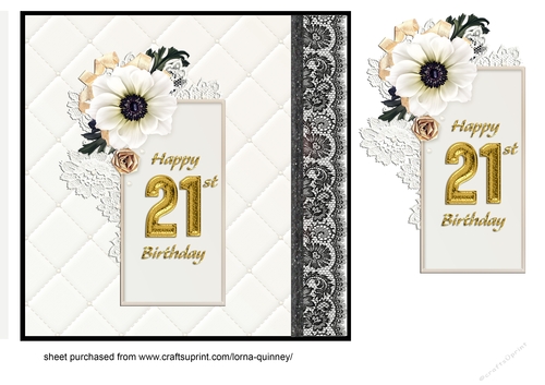 Black & White 21st Birthday Card