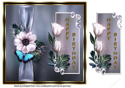 Flowers & Butterfly Birthday Card