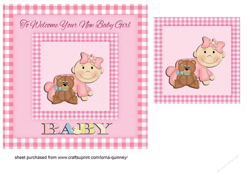 Gingham Baby Girl Card