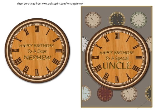 Clocks Birthday Card - Uncle & Nephew
