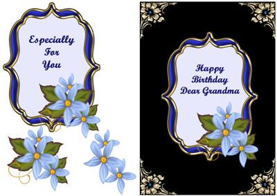 Blue Flowers in Bracket Frame - Grandma