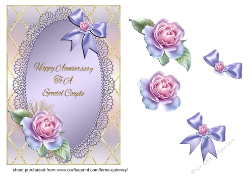 Lilac Roses Anniversary Card Front