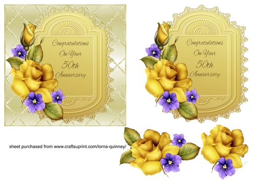 Yellow Roses Golden Anniversary Card Front