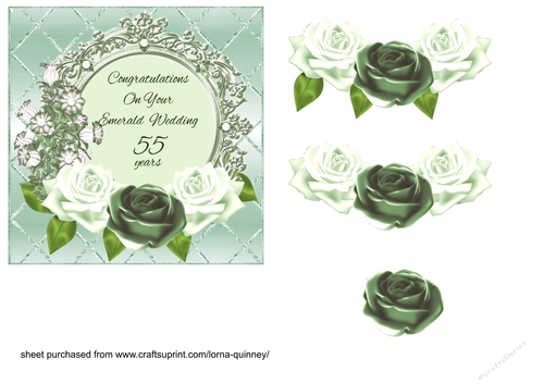 Green Roses Emerald Anniversary Card Front
