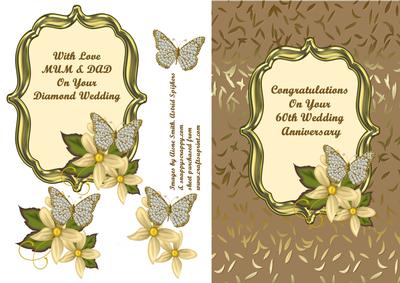 Cream Flowers & Butterfly - Diamond Wedding