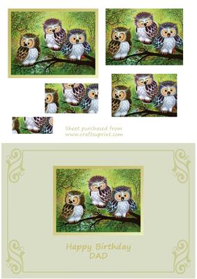 Three Wise Owls Pyramid Card Front - Dad
