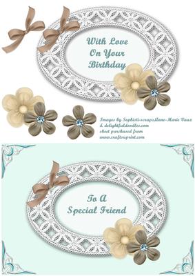 Oval Lace Frame with Flowers