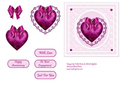 Pink Satin Heart & Lace
