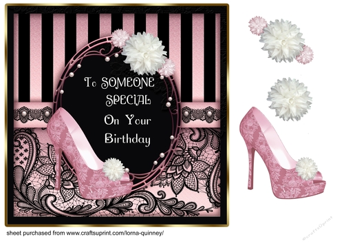 Black and Pink Lace Card Front