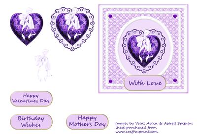 Purple Satin Heart on Lace