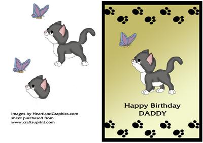 Kitten Birthday Card - Daddy