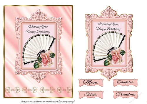 Roses and Fan Card Front 1