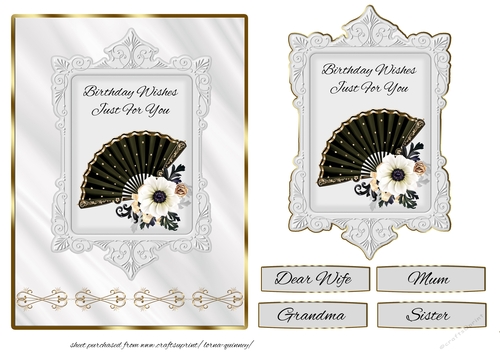 Roses and Fan Card Front 3 