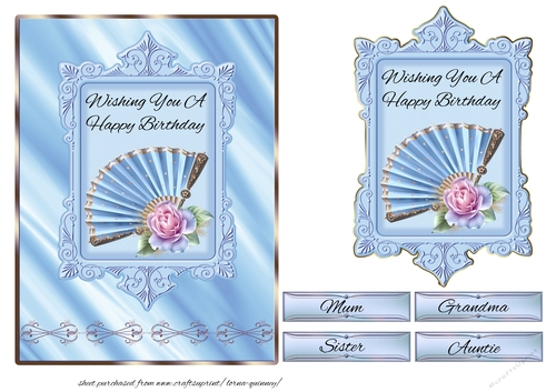Roses and Fan Card Front 4