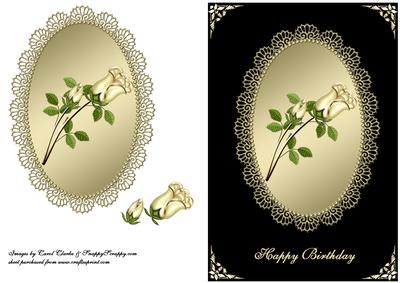 Rose on Gold Lace - Birthday