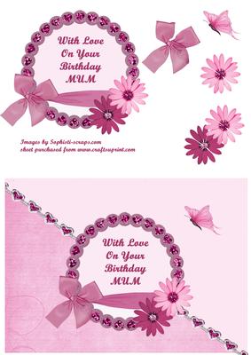 Pink Flowers on Jewelled Frame