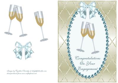 Champagne Glasses Card Front - Engagement