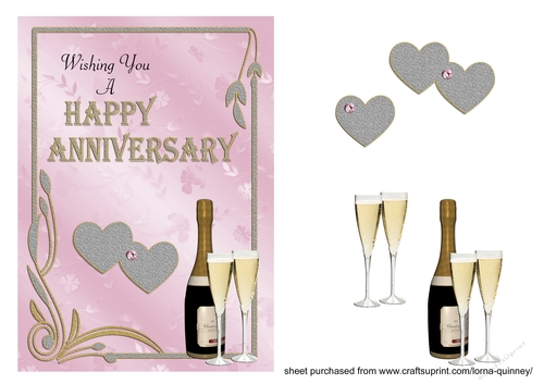Champagne and Hearts Anniversary Card