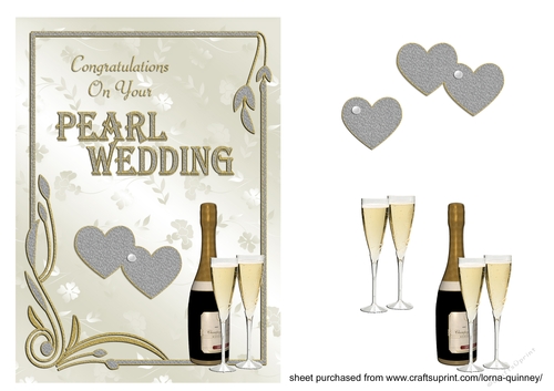 Champagne and Hearts 30TH Anniversary Card