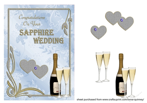 Champagne and Hearts 45TH Anniversary Card