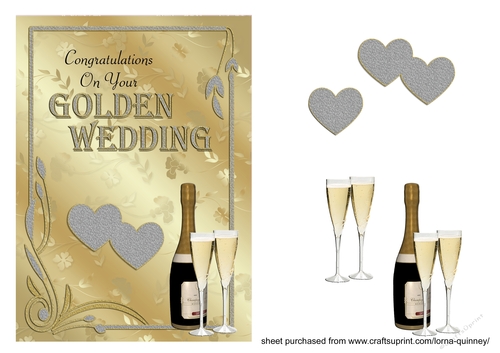 Champagne and Hearts 50TH Anniversary Card