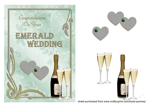 Champagne and Hearts 55TH Anniversary Card