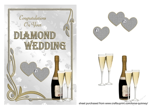 Champagne and Hearts 60TH Anniversary Card