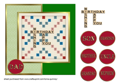 Word Game Birthday Card Front