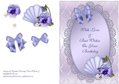 Pansies on Lilac Oval Frame