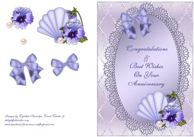 Pansies on Lilac Oval Frame - Anniversary
