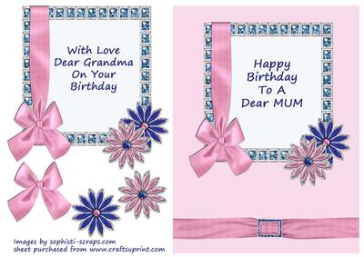 Pink & Blue Sparkles - Mum & Grandma
