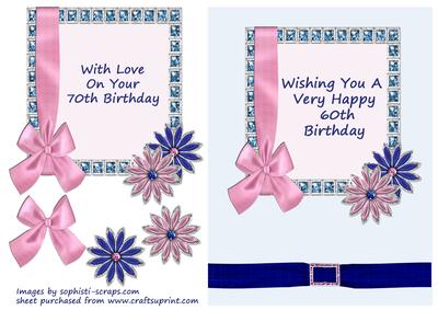 Pink & Blue Sparkles - 60th & 70th Birthday