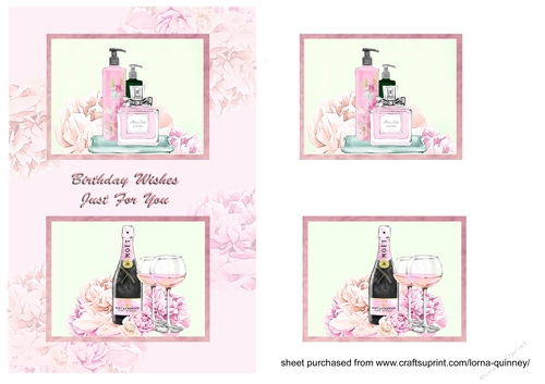 Perfume & Champage Birthday Card Front