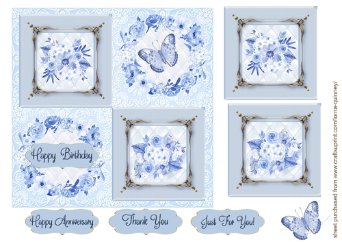 Blue Floral Card Front