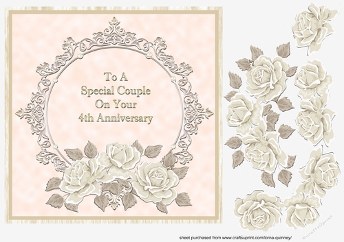 Rose Frame 4th Anniversary Card