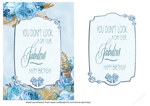 Blue & Gold Floral A5 Card Front