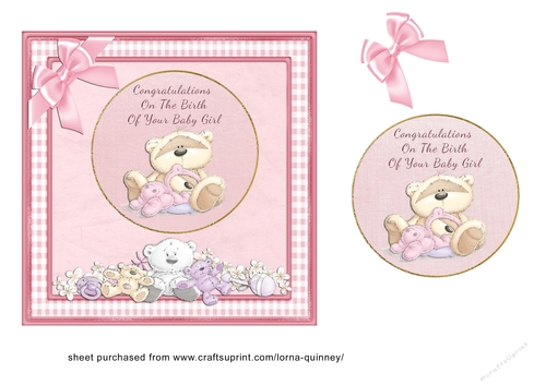 Baby Bear New Baby Girl Card