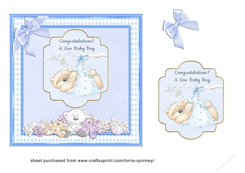 Teddy Bear New Baby Boy Card 