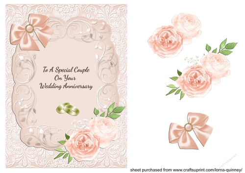 Peach Floral Special Couple Anniversary Card