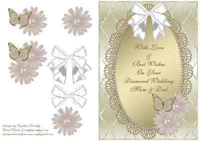 Diamond Wedding Gold Oval - Mum & Dad
