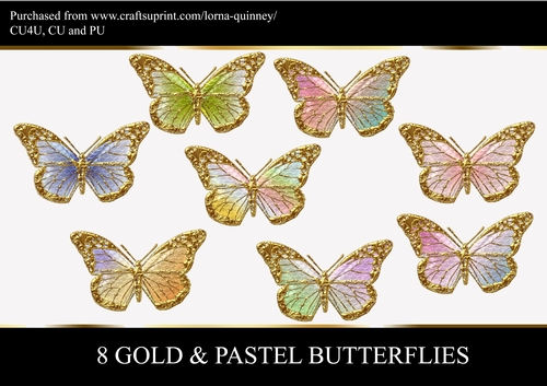 Gold & Pastel Butterflies