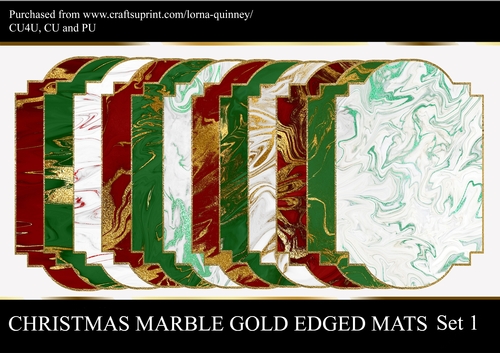 Christmas Marble Gold Edged Mats Set 1