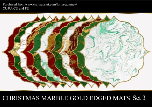 Christmas Marble Gold Edged Mats Set 3