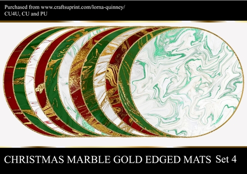 Christmas Marble Gold Edged Mats Set 4