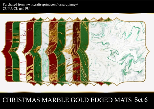 Christmas Marble Gold Edged Mats Set 6