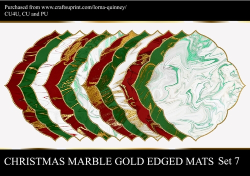 Christmas Marble Gold Edged Mats Set 7