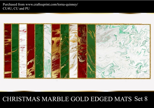 Christmas Marble Gold Edged Mats Set 8