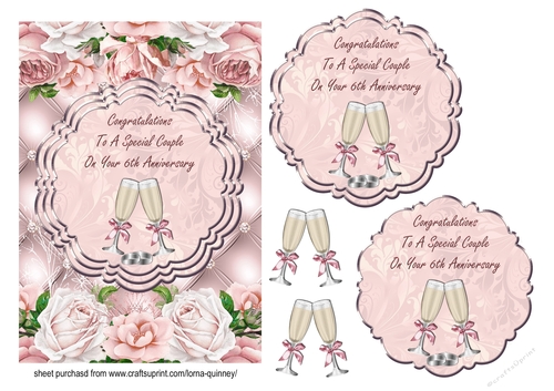 6th Anniversary Pink Flowers & Champagne