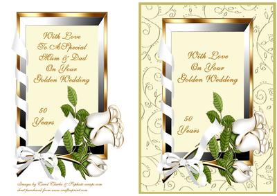 Roses & Ribbon Frame - Golden Wedding Day