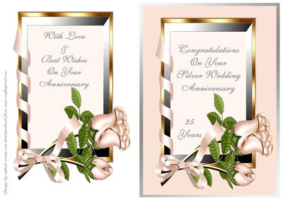 Roses & Ribbon Frame - Silver Wedding Day